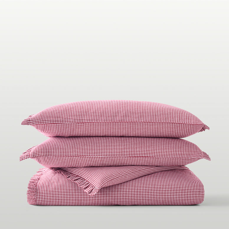 Gingham Ruffle Duvet Cover Set