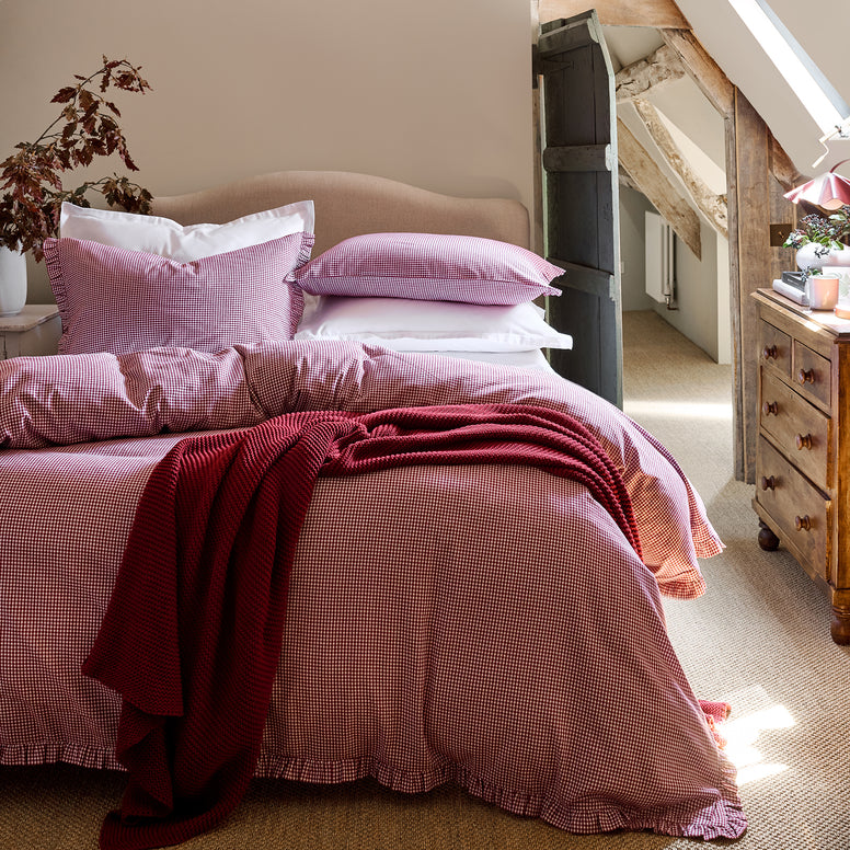 Gingham Ruffle Duvet Cover Set