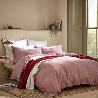 Gingham Ruffle Duvet Cover Set